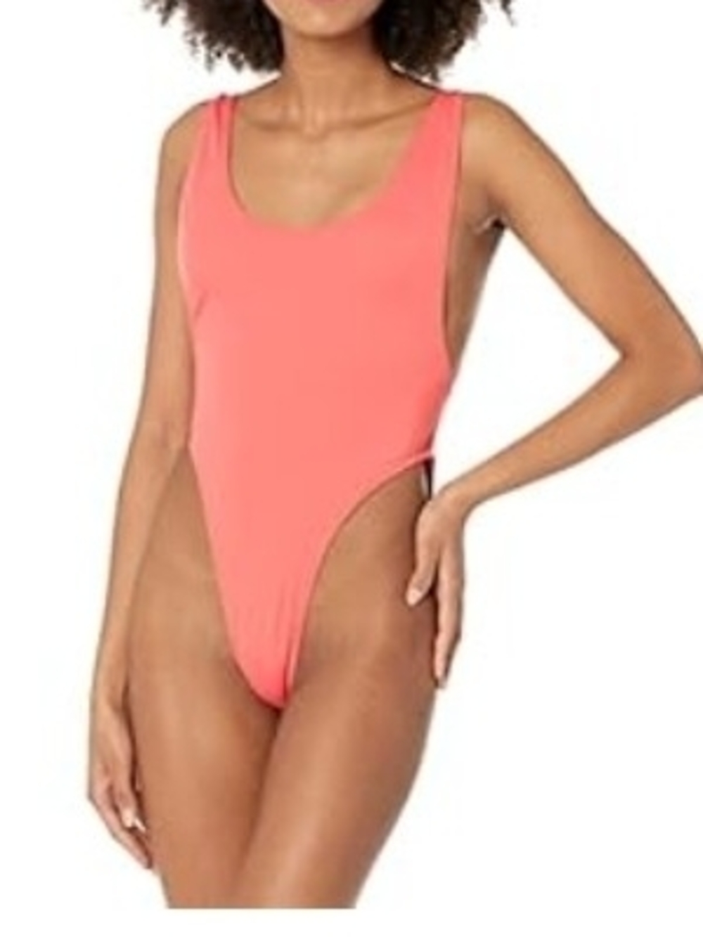 Norma Kamali Marissa Coral High-Cut Scoop One-Piece Swimsuit